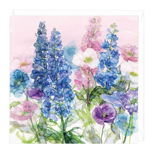 Bright Blue Delphiniums Card