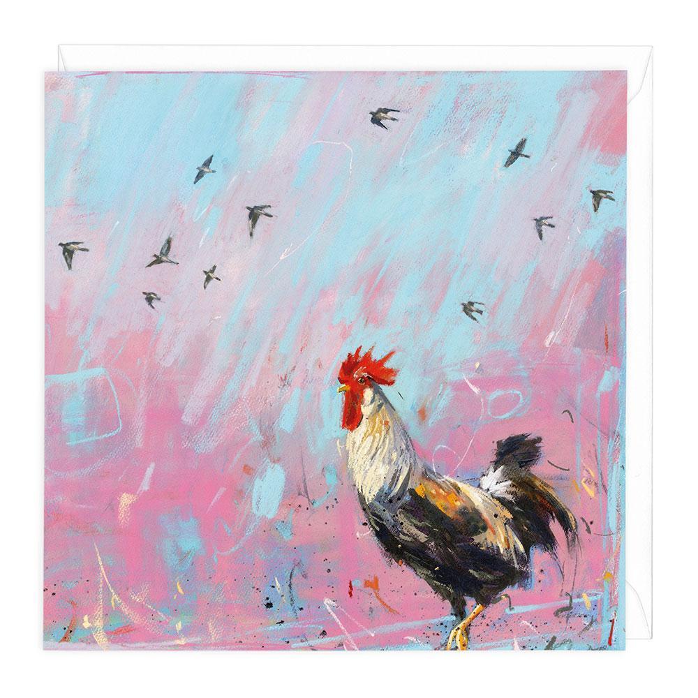 Wood Pigeon & Rooster Greeting Card