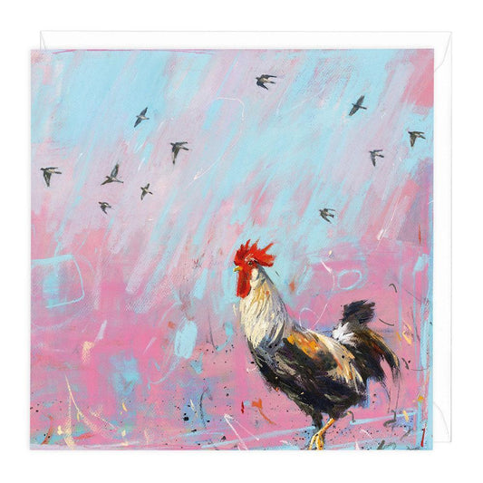 Wood Pigeon & Rooster Greeting Card