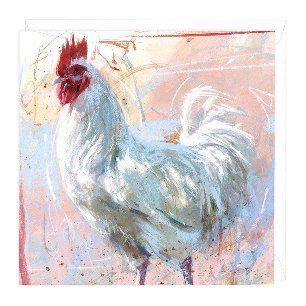 Cockerel On Pink Greeting Card