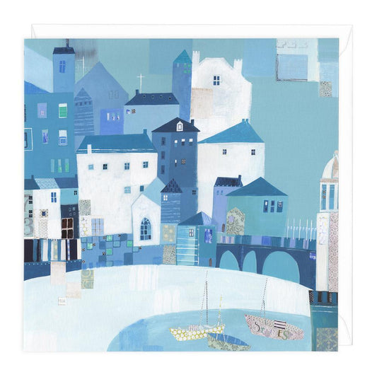 St Ives Blue Patchwork Card