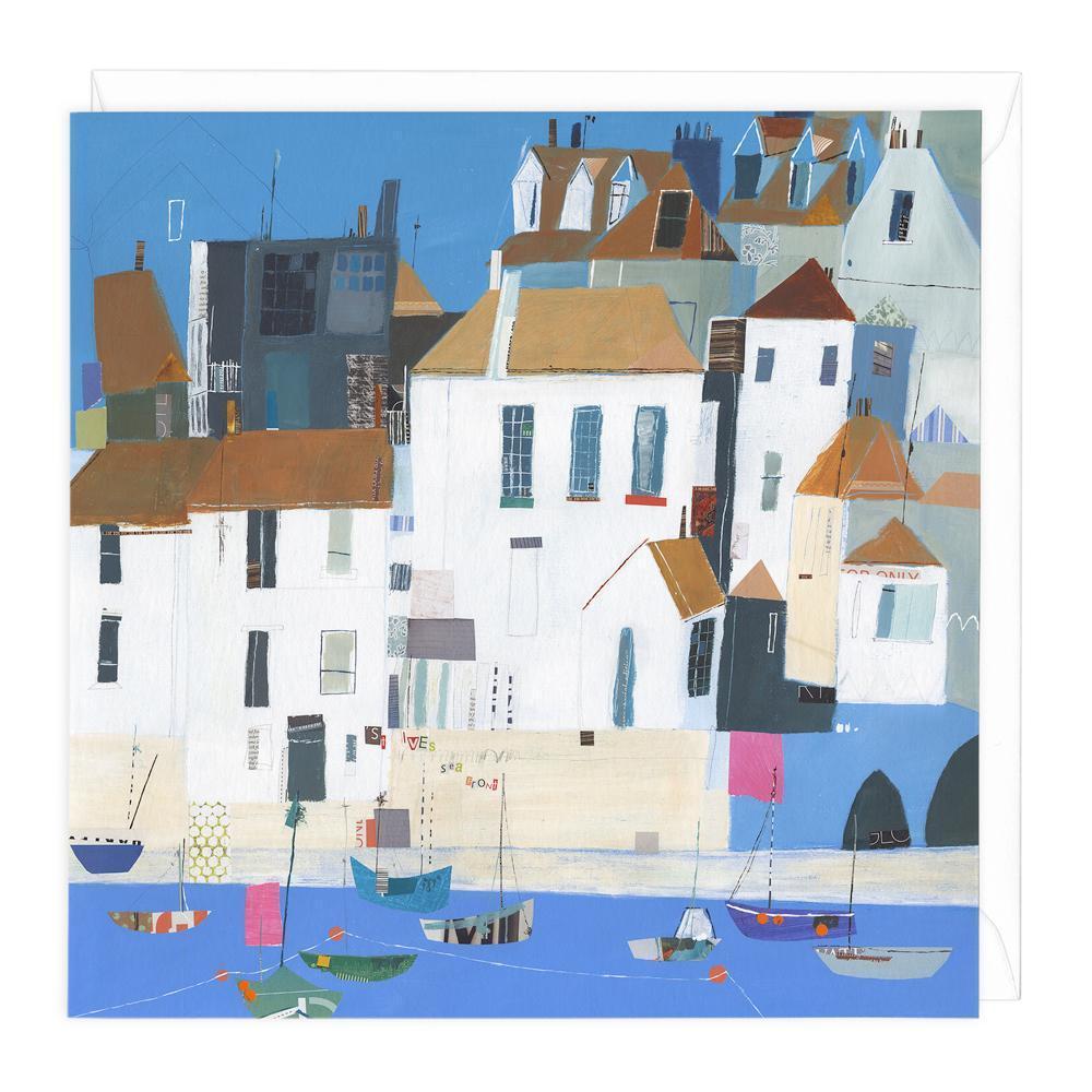 St Ives Seafront Patchwork Card