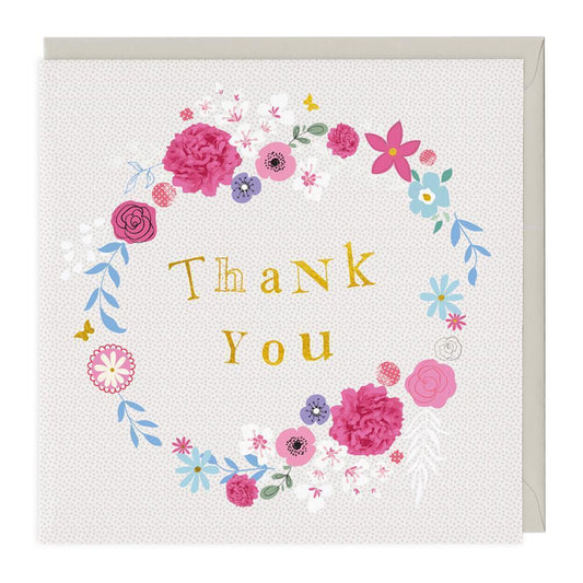 Thank You Floral Wreath Greeting Card