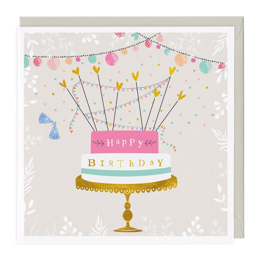 Golden Happy Birthday Card